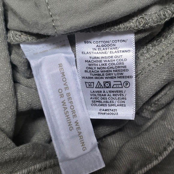 LOFT The‎ Straight Crop Pants Women's Size 16 Olive Green Raw Hem - Picture 5 of 7